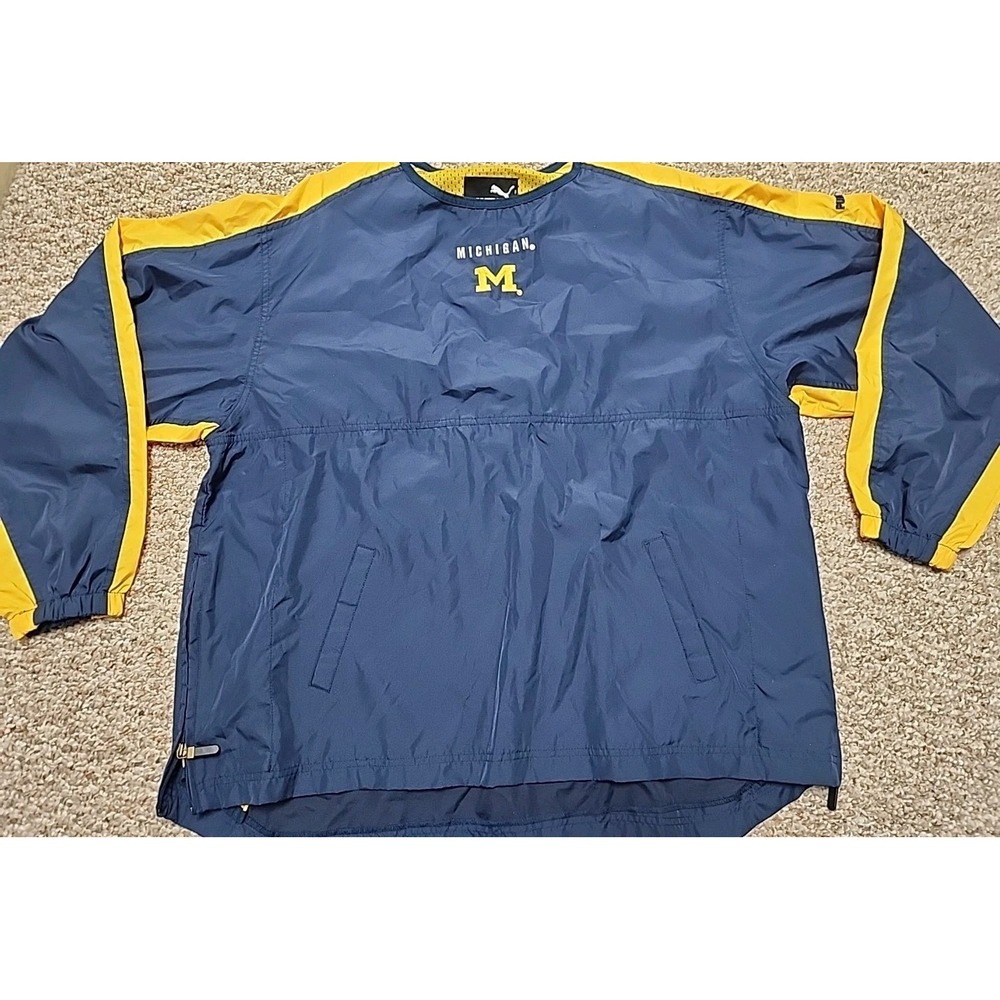 Vintage Puma Michigan Wolverines Jacket Mens XL Blue Yellow‎  Windbreaker 90s